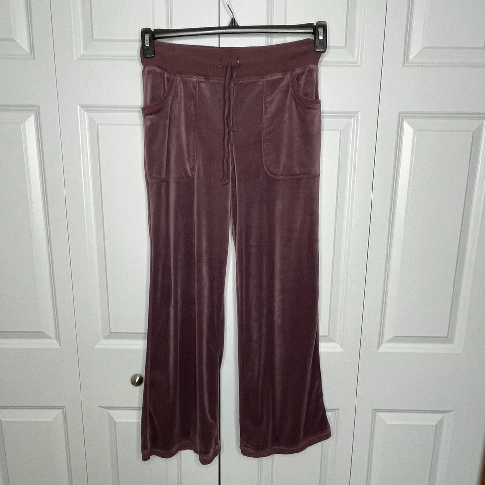Sundance Velour Wide‎ Leg Pull On Pants Mauve Purple Size Small